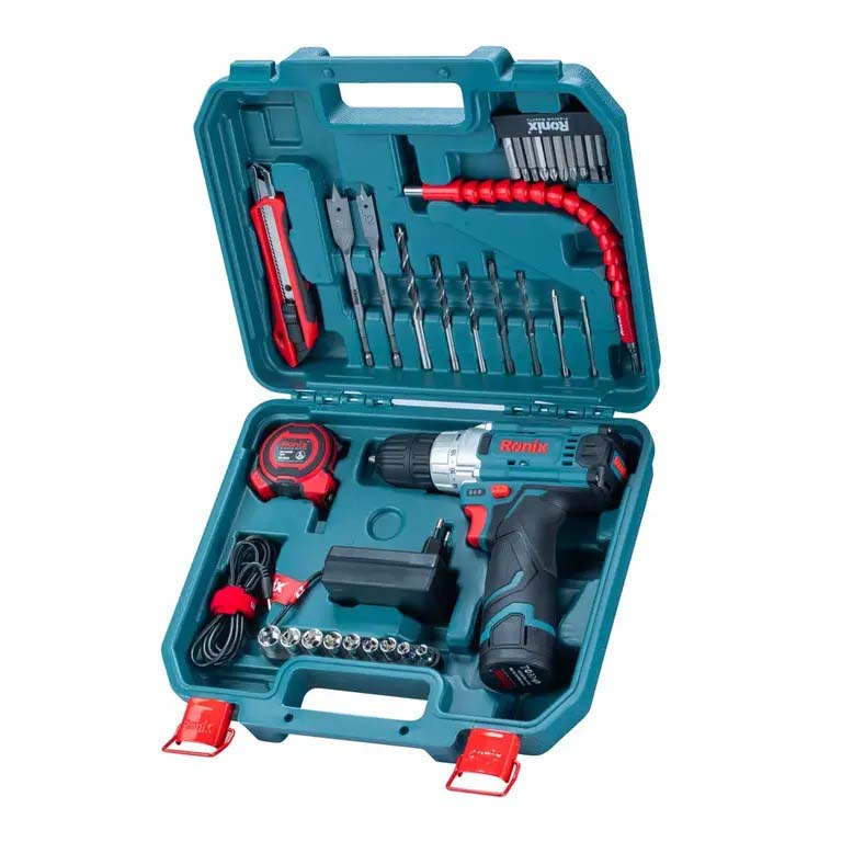 کیت دریل شارژی چکشی 12 ولت 35 پارچه رونیکس مدل RS-8611