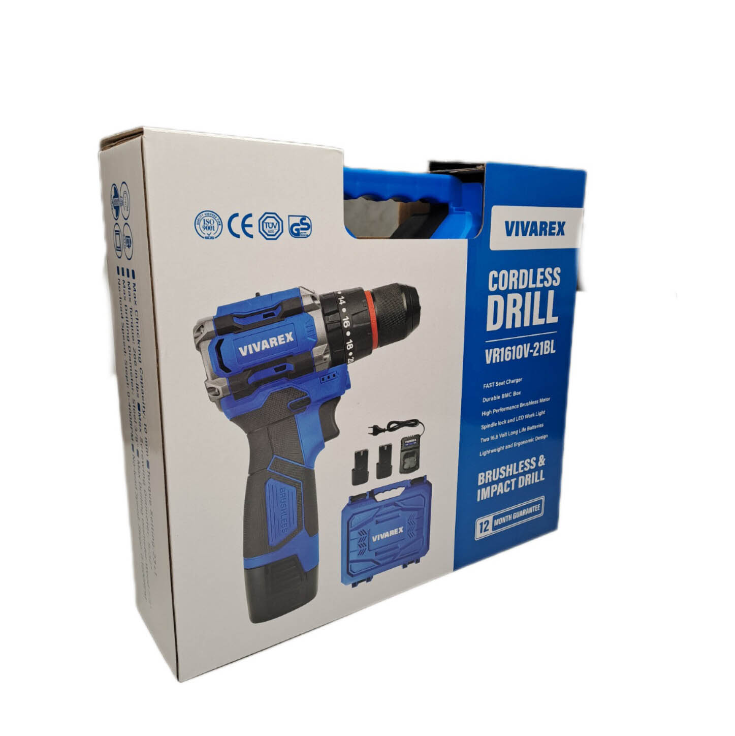 دریل شارژی براشلس 16.8 ولت ویوارکس مدل VR1610V-21BL